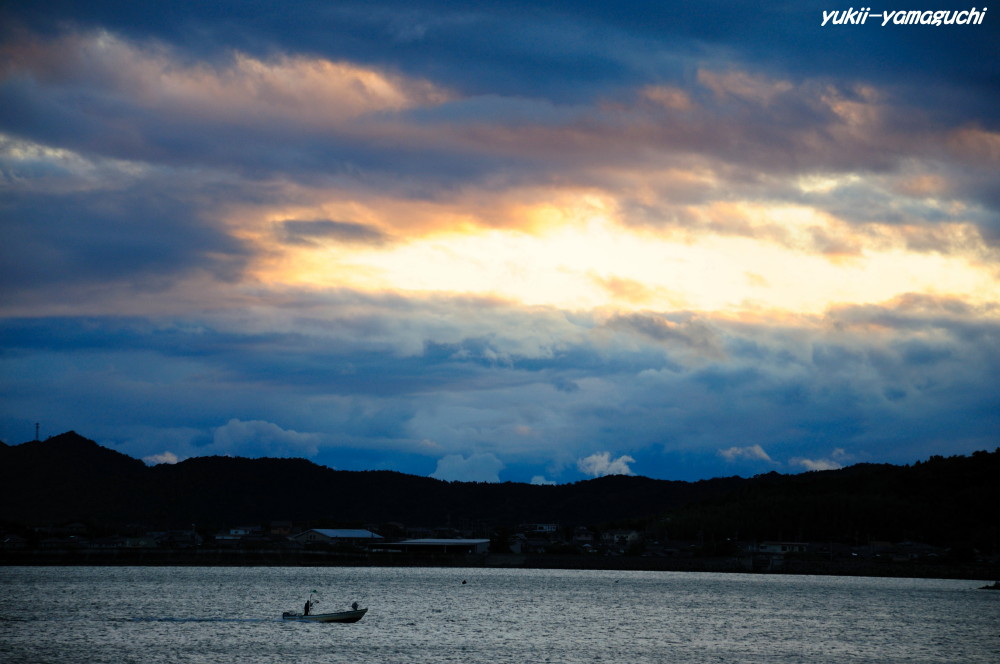 宇部市で光芒と大海湾夕景 Around Yamaguchi